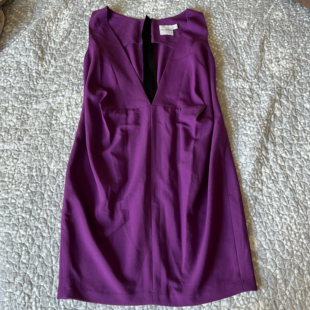 ASOS petite deep v neck mini dress purple size 2 small